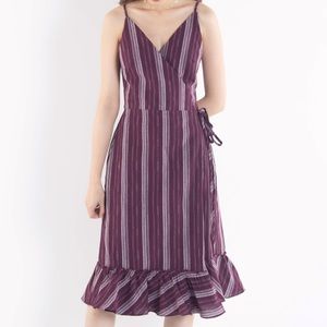Plum Sleeveless V Neck Wrap Dress